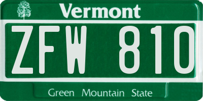 VT license plate ZFW810