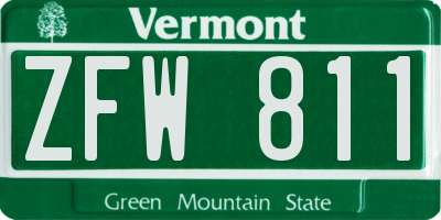 VT license plate ZFW811