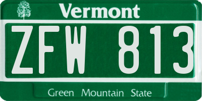 VT license plate ZFW813