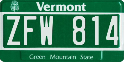 VT license plate ZFW814