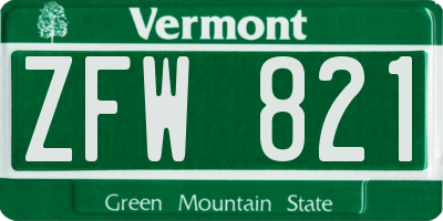 VT license plate ZFW821