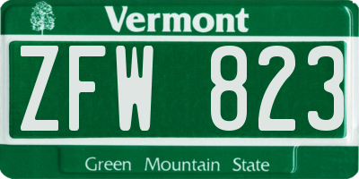 VT license plate ZFW823