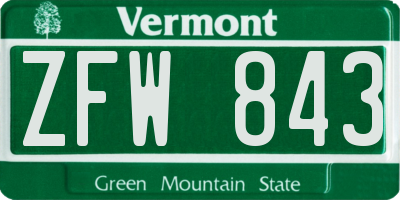 VT license plate ZFW843