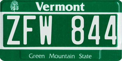 VT license plate ZFW844