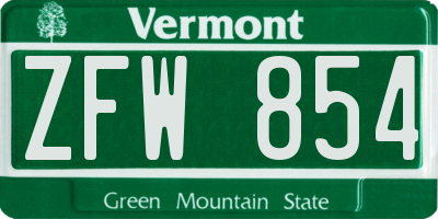 VT license plate ZFW854