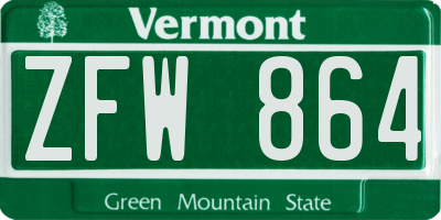 VT license plate ZFW864
