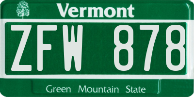 VT license plate ZFW878