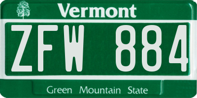 VT license plate ZFW884