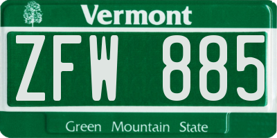 VT license plate ZFW885