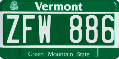 VT license plate ZFW886