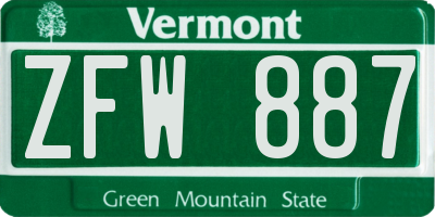 VT license plate ZFW887