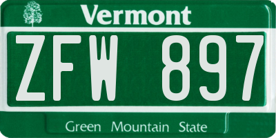 VT license plate ZFW897