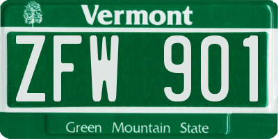 VT license plate ZFW901