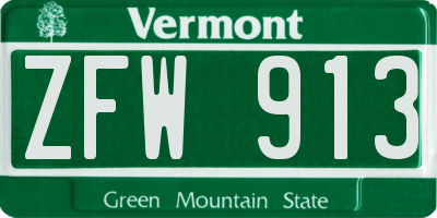 VT license plate ZFW913