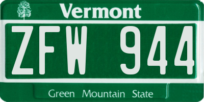 VT license plate ZFW944