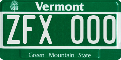 VT license plate ZFX000