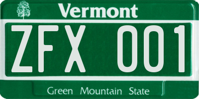 VT license plate ZFX001
