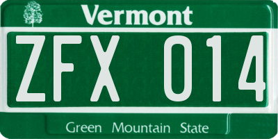 VT license plate ZFX014