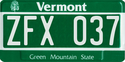 VT license plate ZFX037