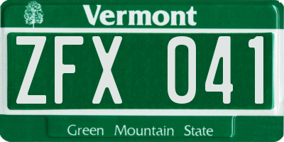 VT license plate ZFX041