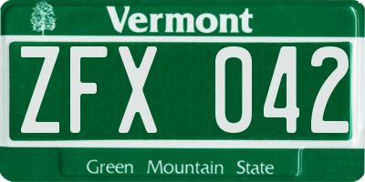 VT license plate ZFX042