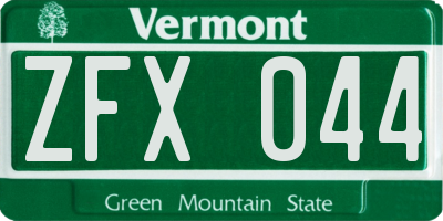 VT license plate ZFX044