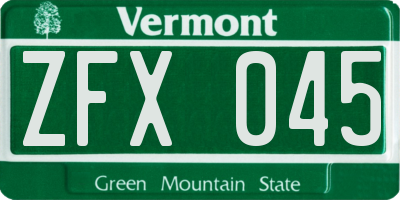 VT license plate ZFX045