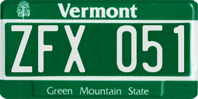 VT license plate ZFX051