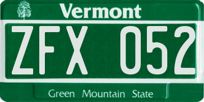 VT license plate ZFX052