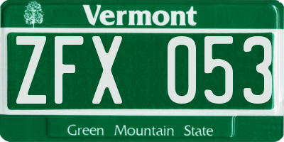 VT license plate ZFX053