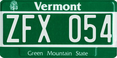 VT license plate ZFX054