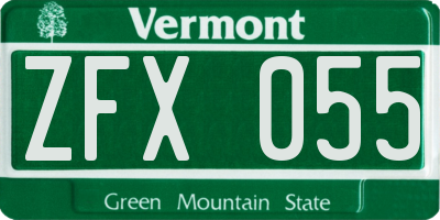 VT license plate ZFX055