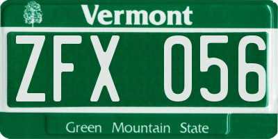 VT license plate ZFX056