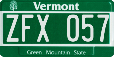 VT license plate ZFX057