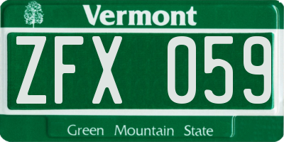 VT license plate ZFX059