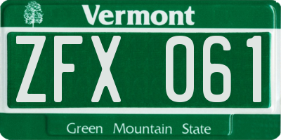 VT license plate ZFX061