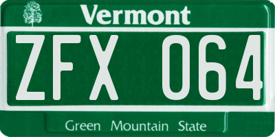 VT license plate ZFX064