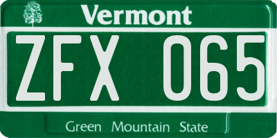 VT license plate ZFX065