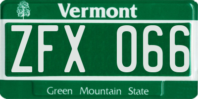 VT license plate ZFX066