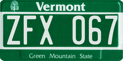 VT license plate ZFX067