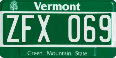 VT license plate ZFX069