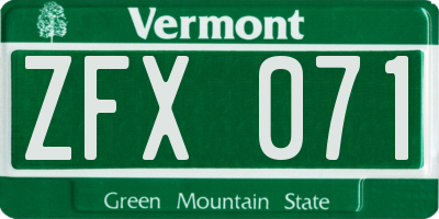 VT license plate ZFX071