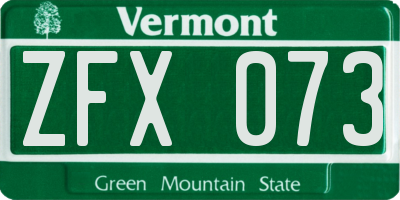 VT license plate ZFX073