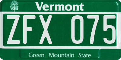 VT license plate ZFX075