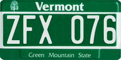 VT license plate ZFX076