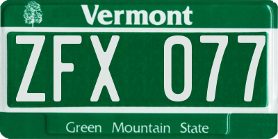 VT license plate ZFX077