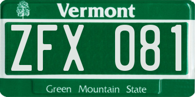 VT license plate ZFX081