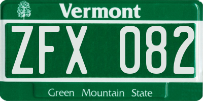 VT license plate ZFX082