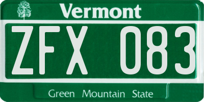VT license plate ZFX083