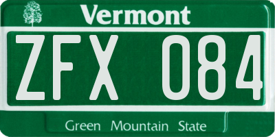 VT license plate ZFX084
